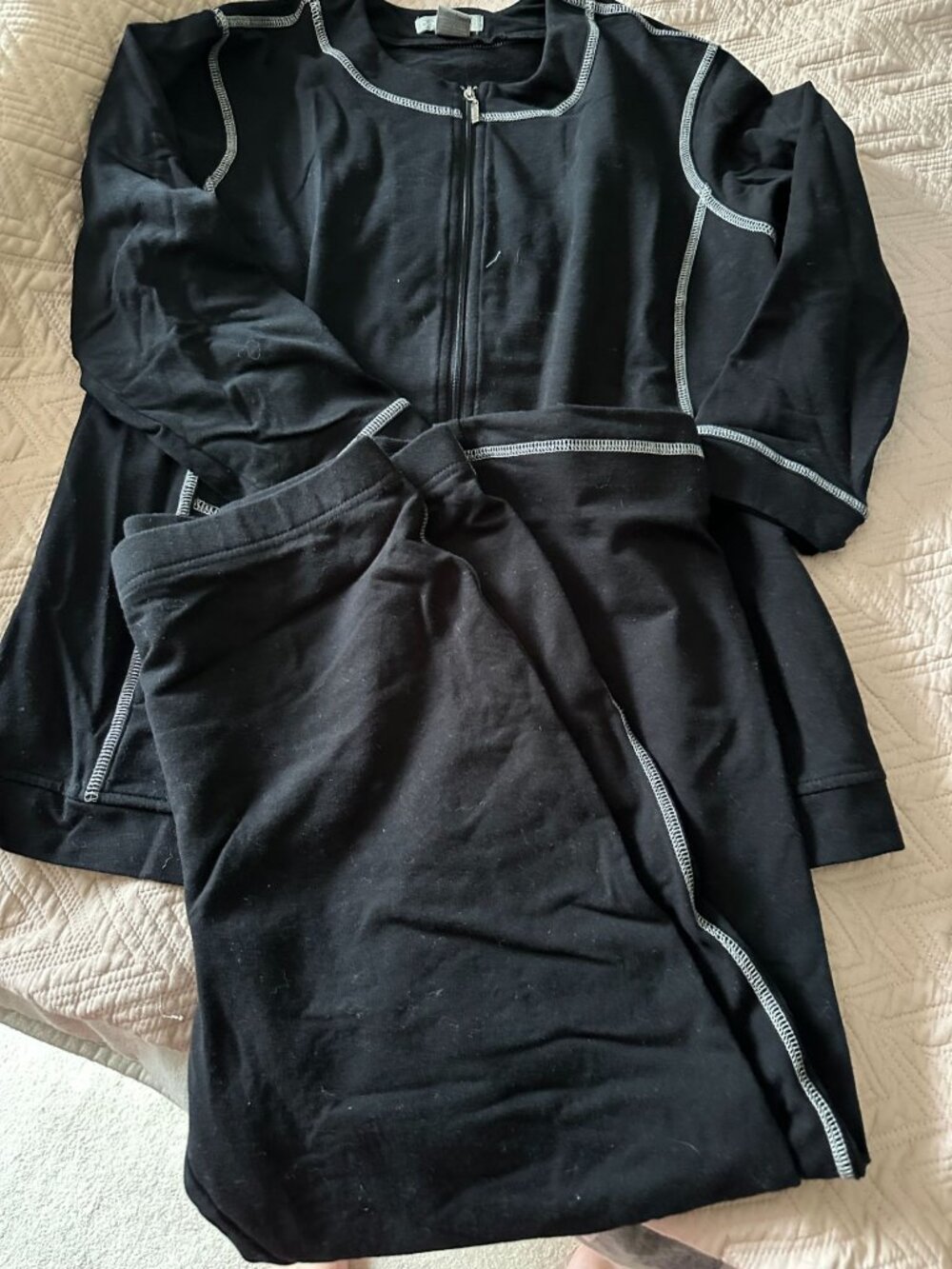 Bella Colori 2pc black casual jacket and pants lounge set Medium
